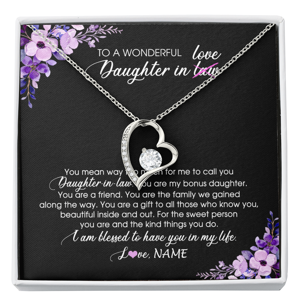 Personalized To My Daughter In Law Necklace from Mother In Law You Are My Bonus Daughter Jewelry Birthday Wedding Day Christmas Customized Message Card