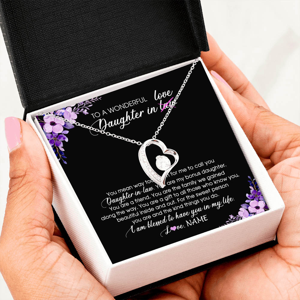 Personalized To My Daughter In Law Necklace from Mother In Law You Are My Bonus Daughter Jewelry Birthday Wedding Day Christmas Customized Message Card