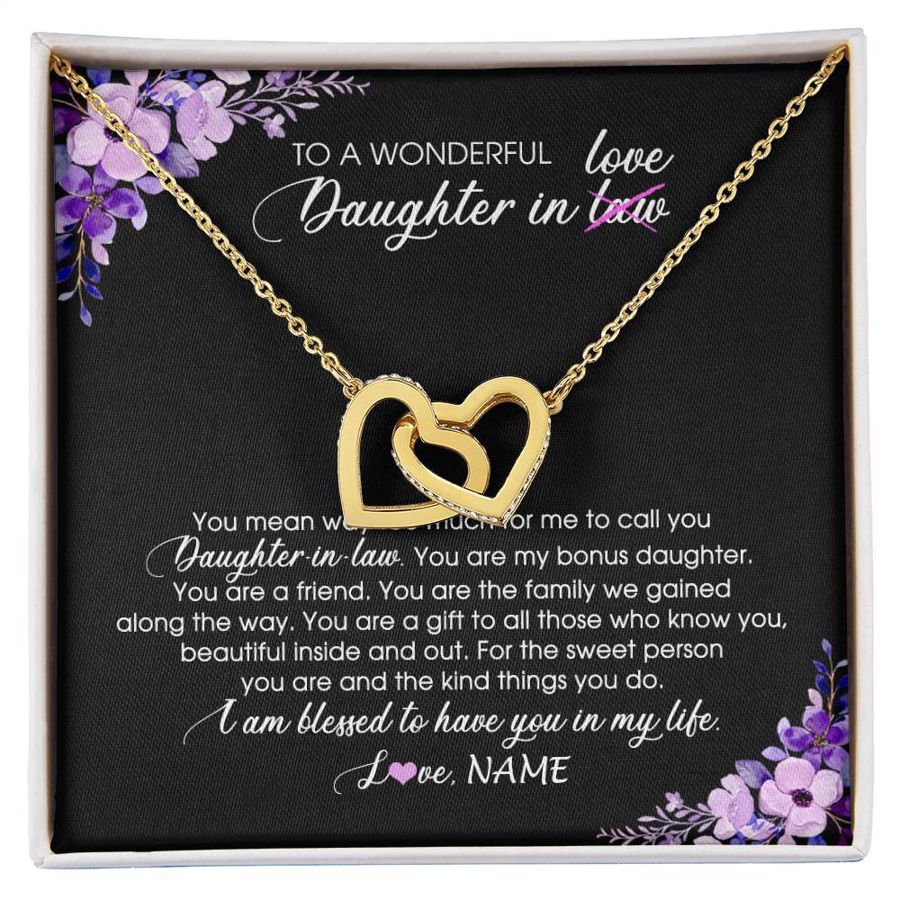 Personalized To My Daughter In Law Necklace from Mother In Law You Are My Bonus Daughter Jewelry Birthday Wedding Day Christmas Customized Message Card