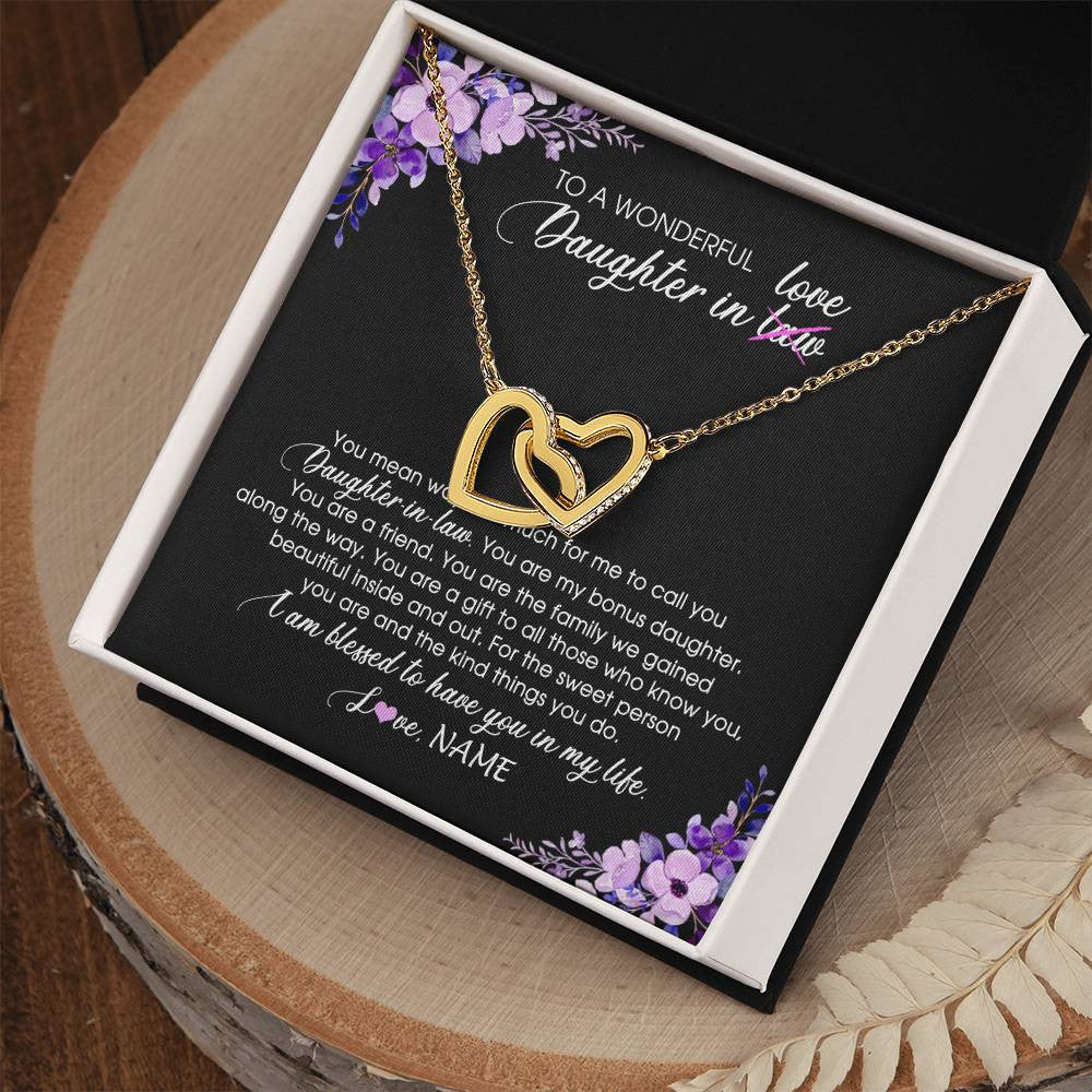 Personalized To My Daughter In Law Necklace from Mother In Law You Are My Bonus Daughter Jewelry Birthday Wedding Day Christmas Customized Message Card