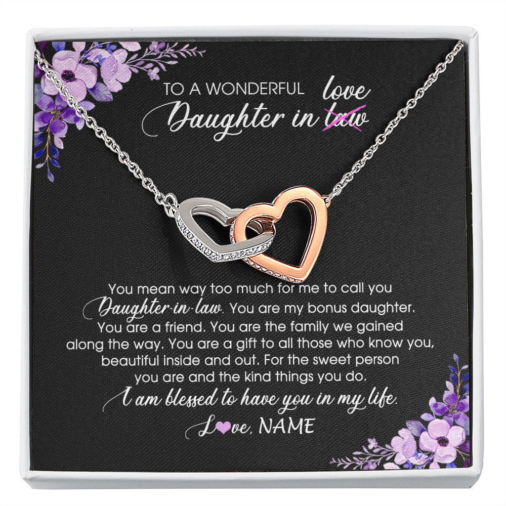 Personalized To My Daughter In Law Necklace from Mother In Law You Are My Bonus Daughter Jewelry Birthday Wedding Day Christmas Customized Message Card
