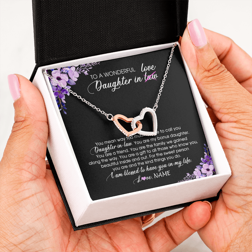 Personalized To My Daughter In Law Necklace from Mother In Law You Are My Bonus Daughter Jewelry Birthday Wedding Day Christmas Customized Message Card
