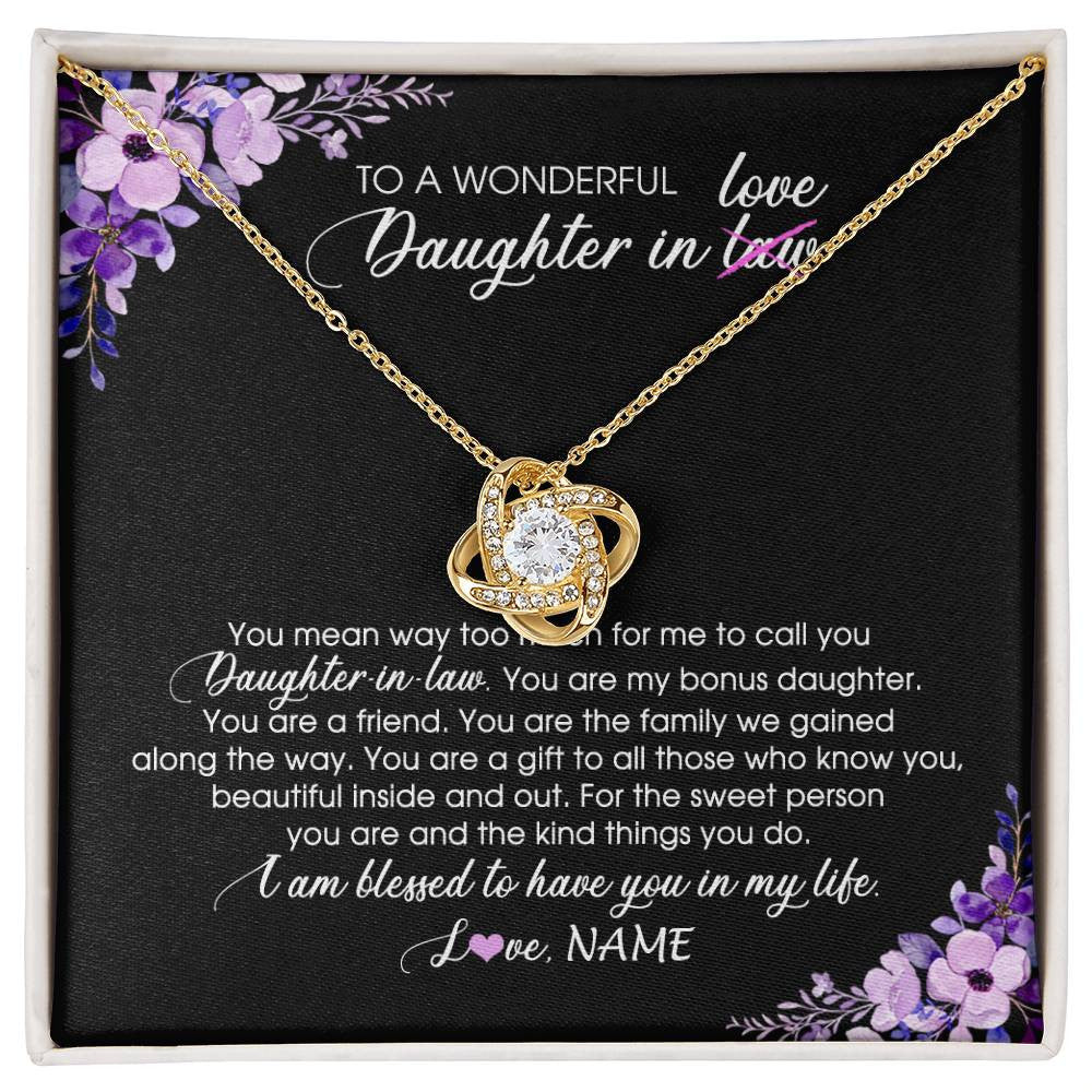 Personalized To My Daughter In Law Necklace from Mother In Law You Are My Bonus Daughter Jewelry Birthday Wedding Day Christmas Customized Message Card