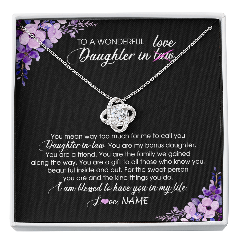Personalized To My Daughter In Law Necklace from Mother In Law You Are My Bonus Daughter Jewelry Birthday Wedding Day Christmas Customized Message Card