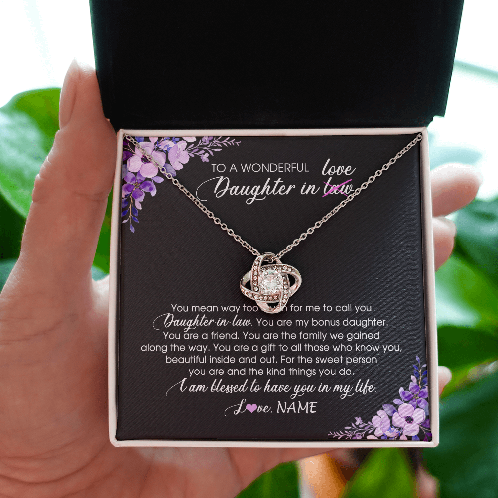 Personalized To My Daughter In Law Necklace from Mother In Law You Are My Bonus Daughter Jewelry Birthday Wedding Day Christmas Customized Message Card