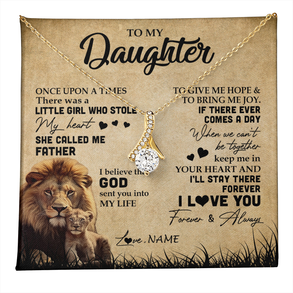 Personalized To My Daughter Lion Necklace From Dad Father I'll Stay There Forever Daughter Birthday Graduation Christmas Customized Gift Box Message Card