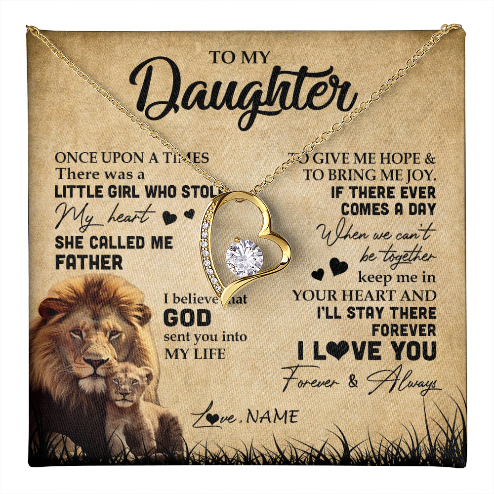 Personalized To My Daughter Lion Necklace From Dad Father I'll Stay There Forever Daughter Birthday Graduation Christmas Customized Gift Box Message Card