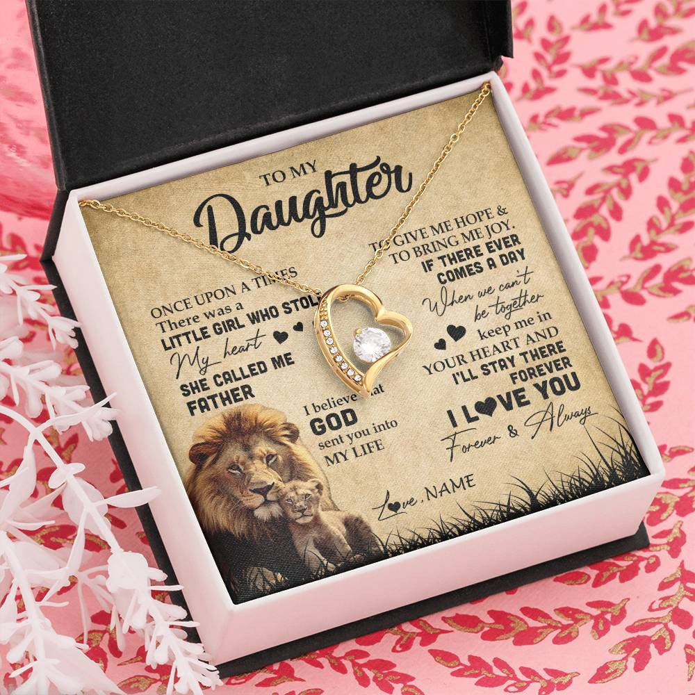 Personalized To My Daughter Lion Necklace From Dad Father I'll Stay There Forever Daughter Birthday Graduation Christmas Customized Gift Box Message Card