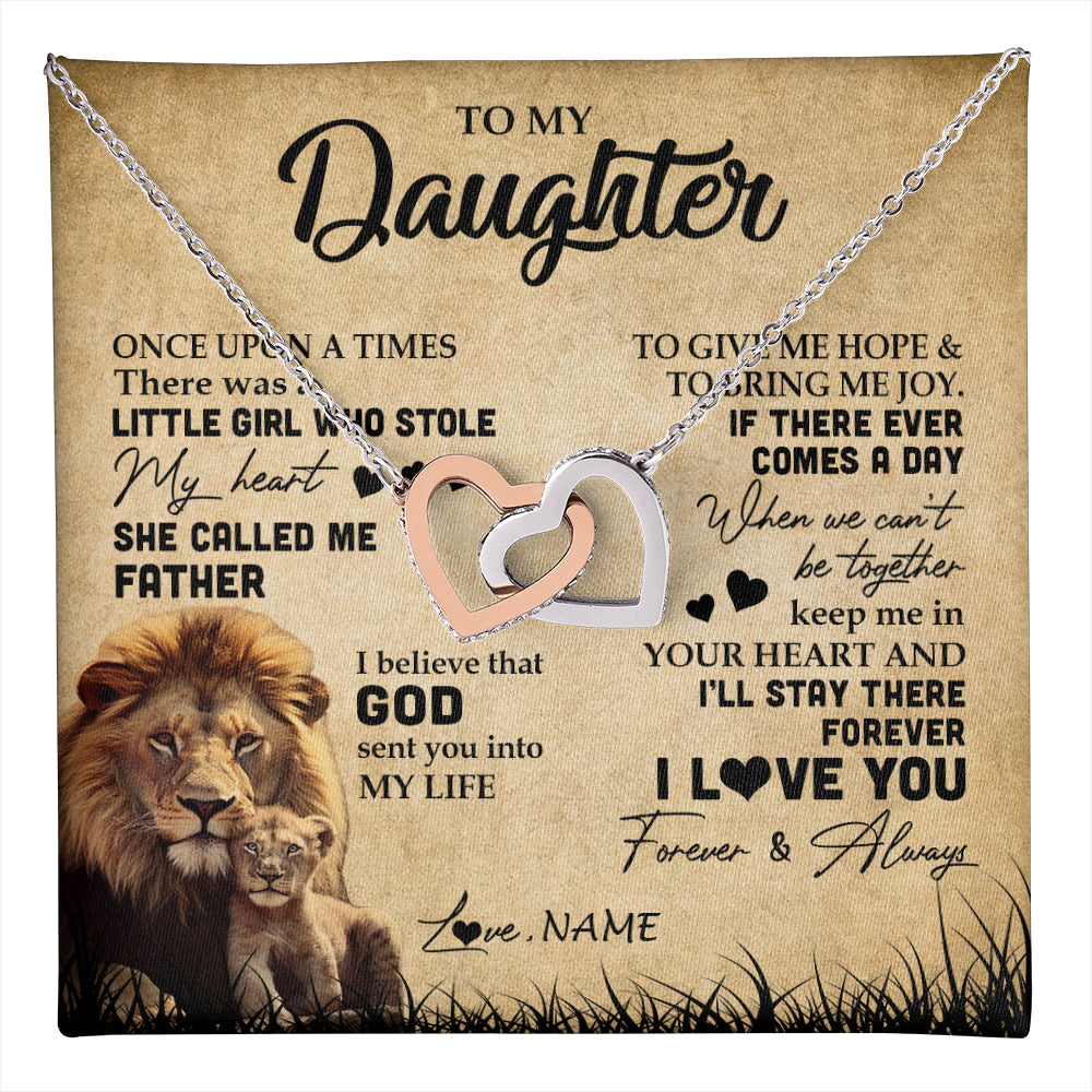 Personalized To My Daughter Lion Necklace From Dad Father I'll Stay There Forever Daughter Birthday Graduation Christmas Customized Gift Box Message Card