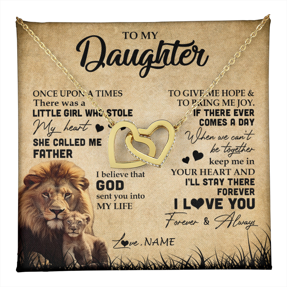 Personalized To My Daughter Lion Necklace From Dad Father I'll Stay There Forever Daughter Birthday Graduation Christmas Customized Gift Box Message Card
