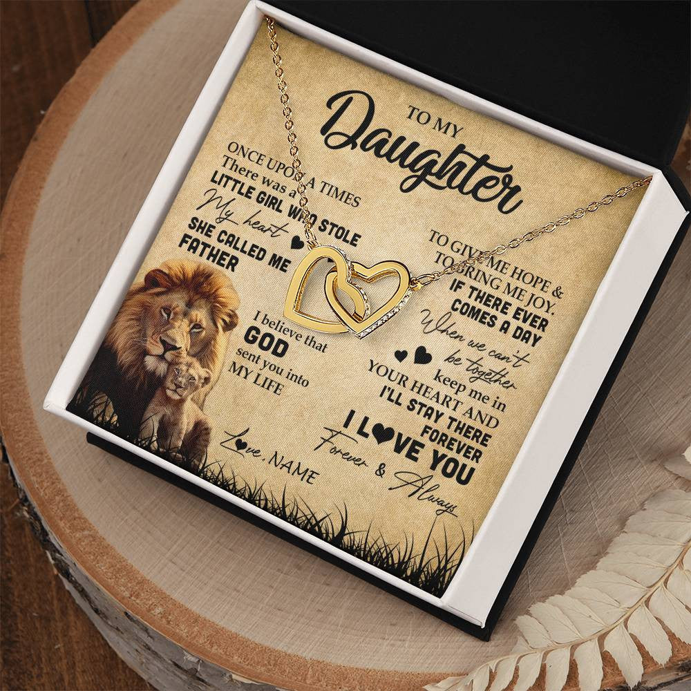 Personalized To My Daughter Lion Necklace From Dad Father I'll Stay There Forever Daughter Birthday Graduation Christmas Customized Gift Box Message Card