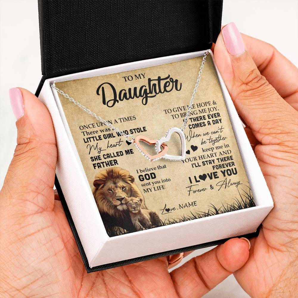 Personalized To My Daughter Lion Necklace From Dad Father I'll Stay There Forever Daughter Birthday Graduation Christmas Customized Gift Box Message Card