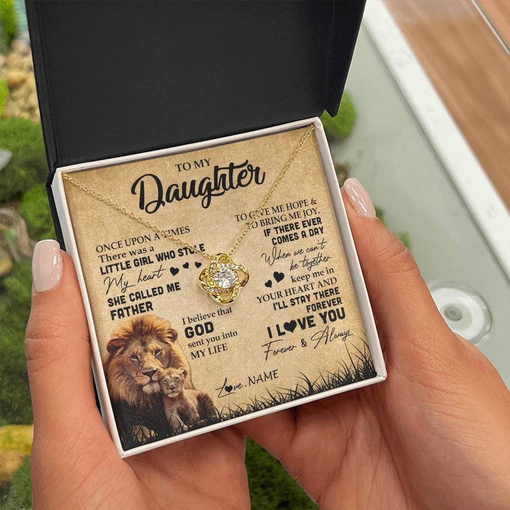 Personalized To My Daughter Lion Necklace From Dad Father I'll Stay There Forever Daughter Birthday Graduation Christmas Customized Gift Box Message Card
