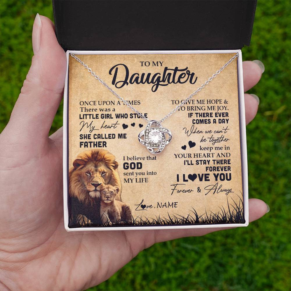 Personalized To My Daughter Lion Necklace From Dad Father I'll Stay There Forever Daughter Birthday Graduation Christmas Customized Gift Box Message Card