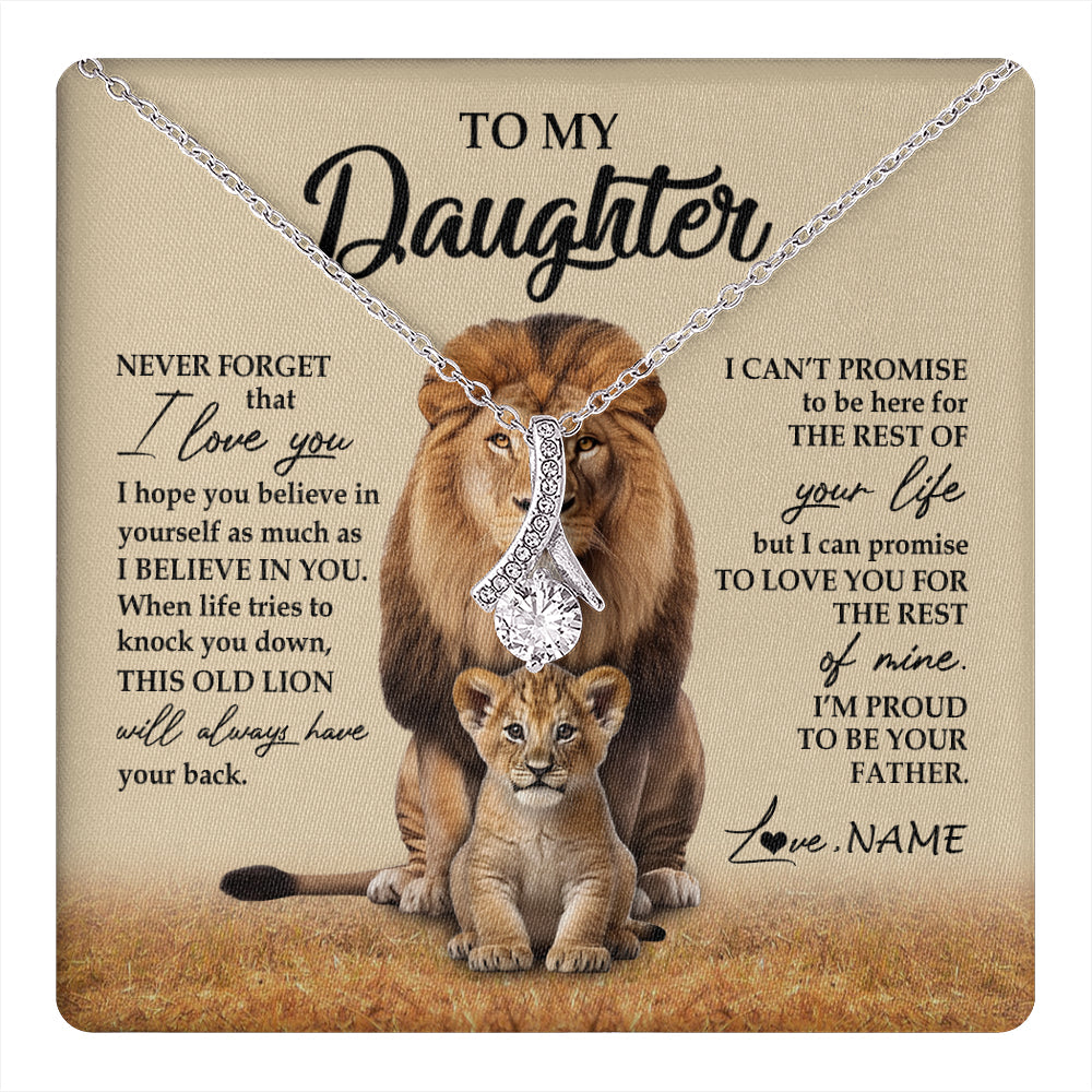 Personalized To My Daughter Necklace From Dad Father Lion Never Forget That I Love You Daughter Jewelry Birthday Graduation Christmas Customized Message Card