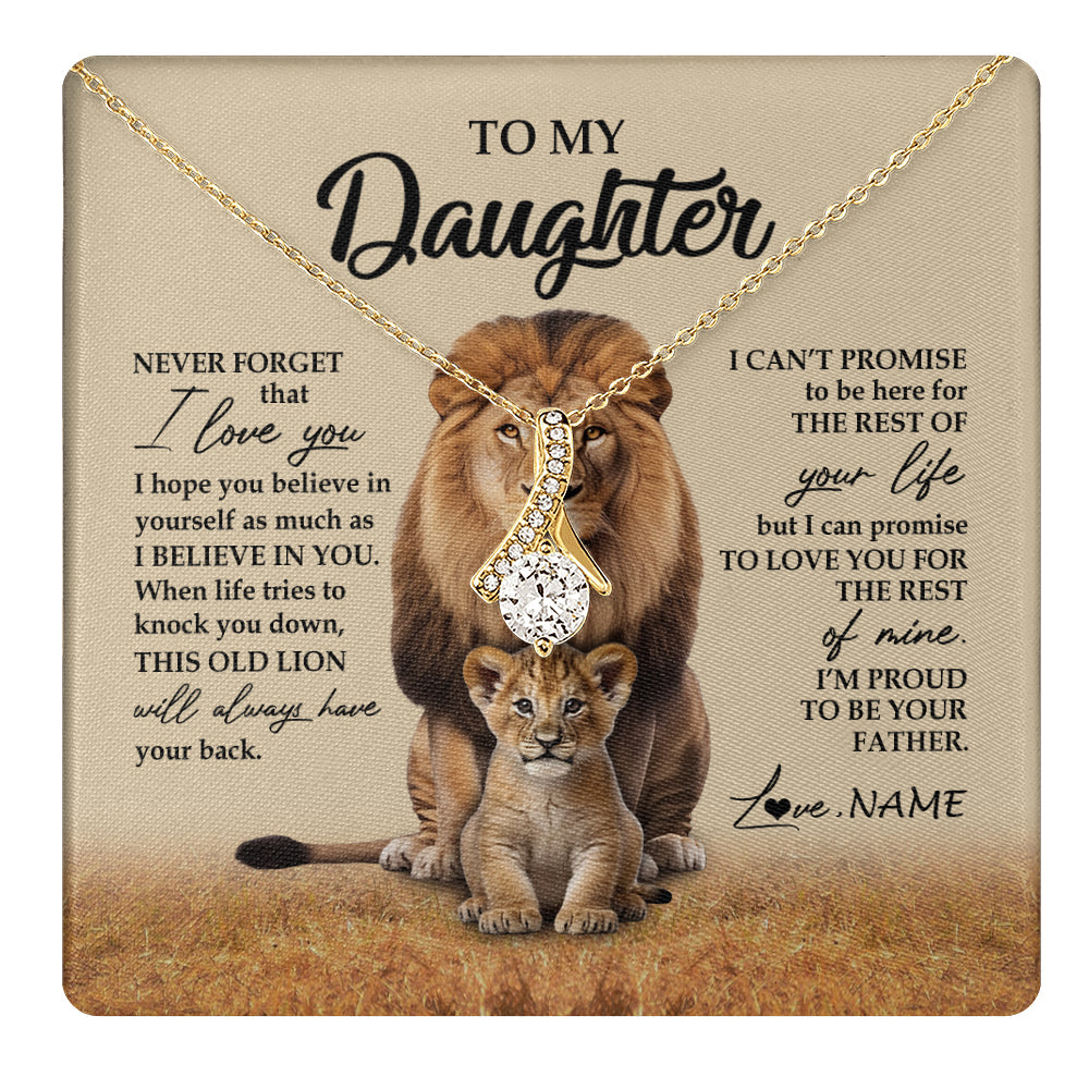 Personalized To My Daughter Necklace From Dad Father Lion Never Forget That I Love You Daughter Jewelry Birthday Graduation Christmas Customized Message Card