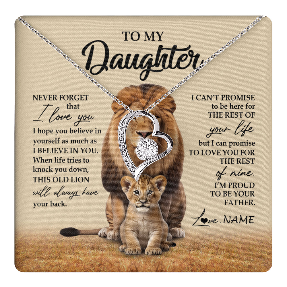 Personalized To My Daughter Necklace From Dad Father Lion Never Forget That I Love You Daughter Jewelry Birthday Graduation Christmas Customized Message Card