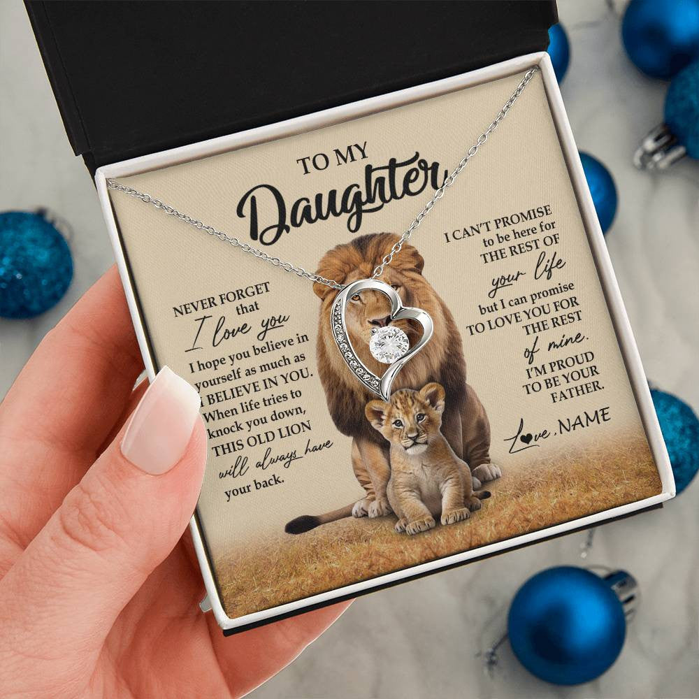 Personalized To My Daughter Necklace From Dad Father Lion Never Forget That I Love You Daughter Jewelry Birthday Graduation Christmas Customized Message Card
