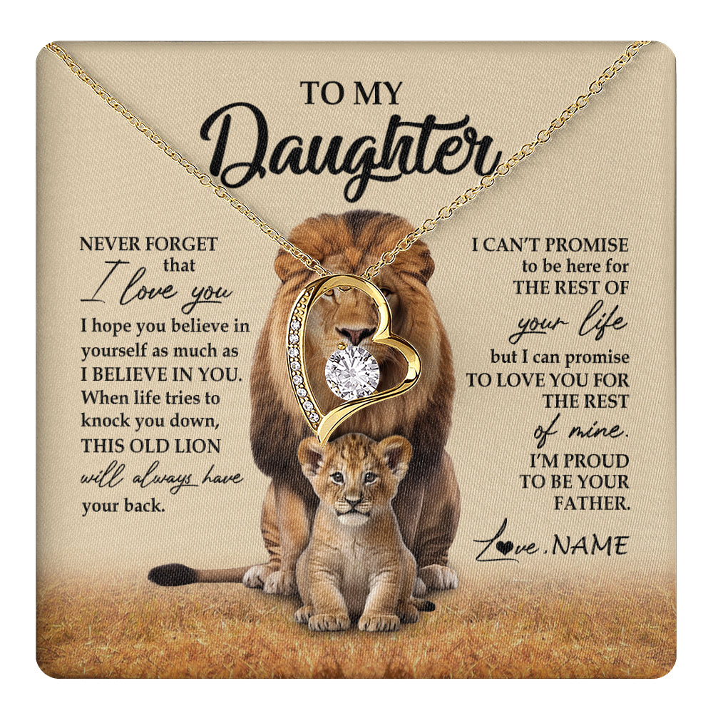 Personalized To My Daughter Necklace From Dad Father Lion Never Forget That I Love You Daughter Jewelry Birthday Graduation Christmas Customized Message Card
