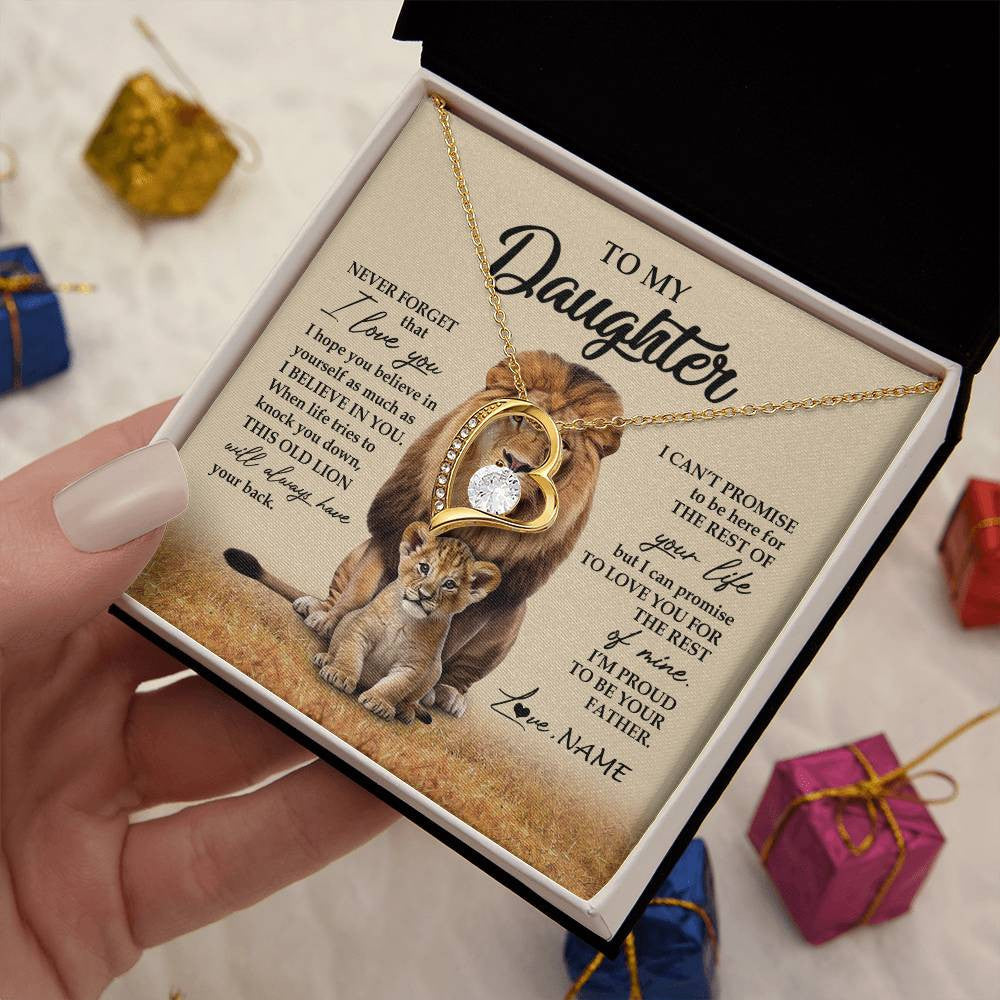 Personalized To My Daughter Necklace From Dad Father Lion Never Forget That I Love You Daughter Jewelry Birthday Graduation Christmas Customized Message Card
