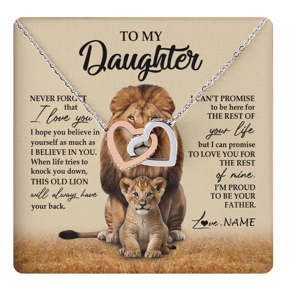 Personalized To My Daughter Necklace From Dad Father Lion Never Forget That I Love You Daughter Jewelry Birthday Graduation Christmas Customized Message Card