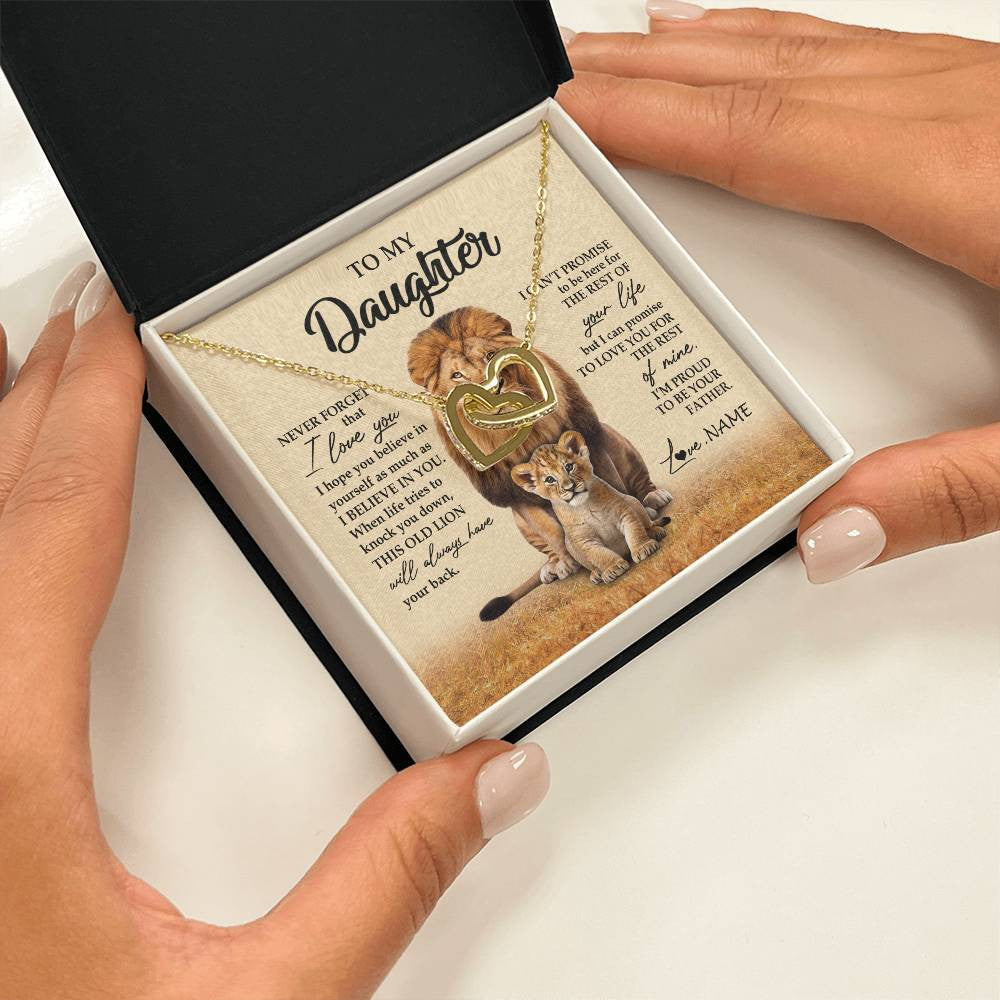 Personalized To My Daughter Necklace From Dad Father Lion Never Forget That I Love You Daughter Jewelry Birthday Graduation Christmas Customized Message Card