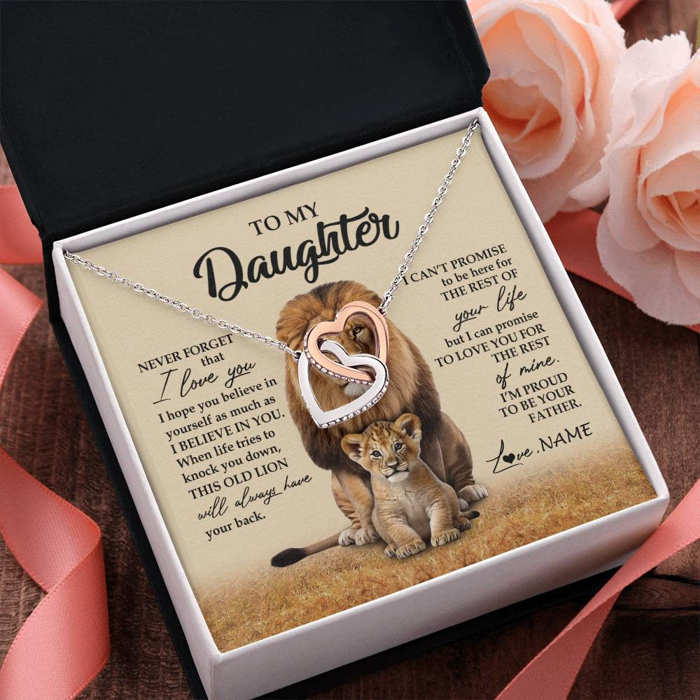 Personalized To My Daughter Necklace From Dad Father Lion Never Forget That I Love You Daughter Jewelry Birthday Graduation Christmas Customized Message Card