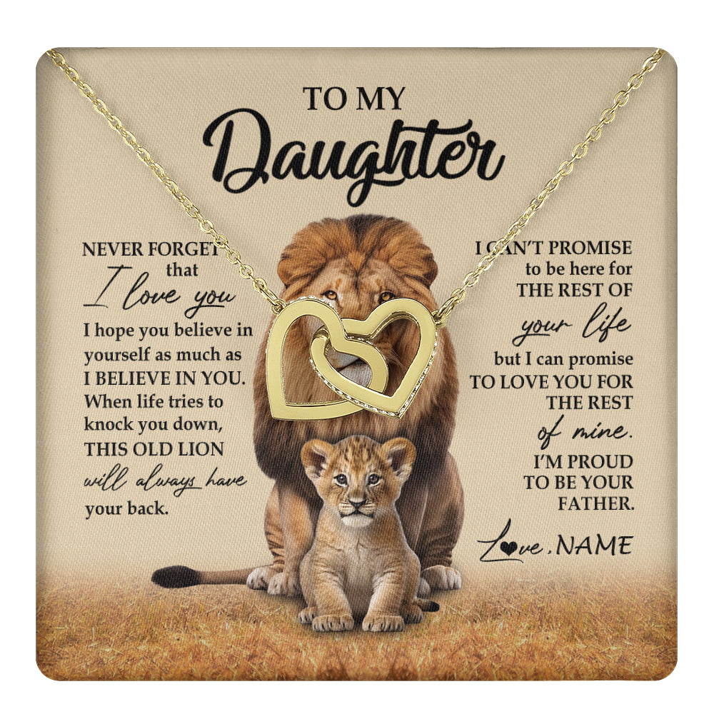 Personalized To My Daughter Necklace From Dad Father Lion Never Forget That I Love You Daughter Jewelry Birthday Graduation Christmas Customized Message Card