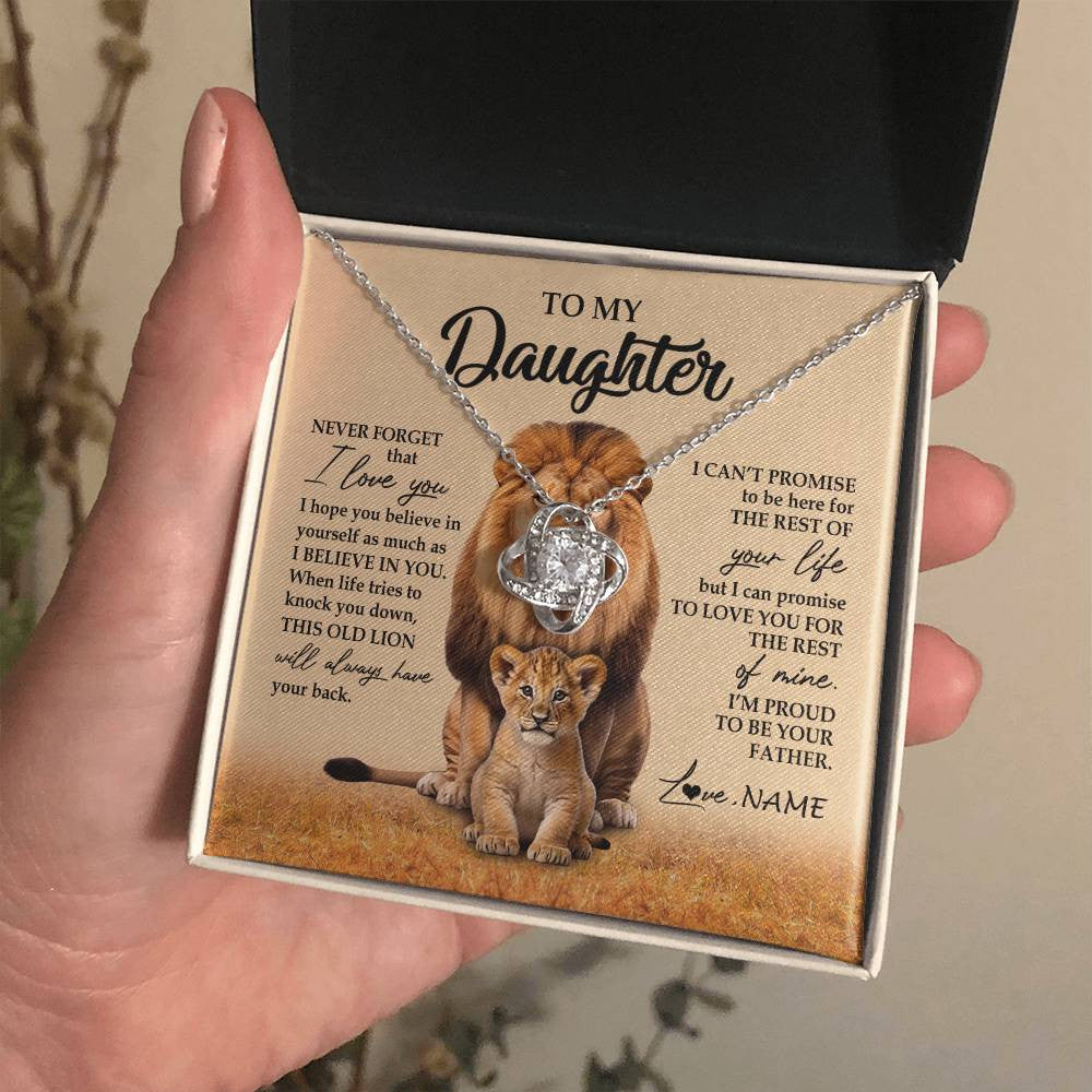 Personalized To My Daughter Necklace From Dad Father Lion Never Forget That I Love You Daughter Jewelry Birthday Graduation Christmas Customized Message Card