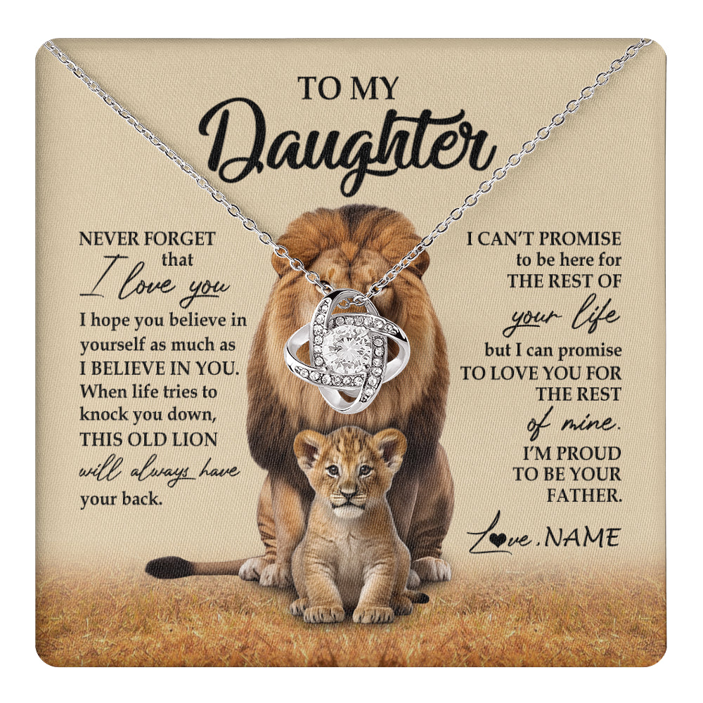 Personalized To My Daughter Necklace From Dad Father Lion Never Forget That I Love You Daughter Jewelry Birthday Graduation Christmas Customized Message Card