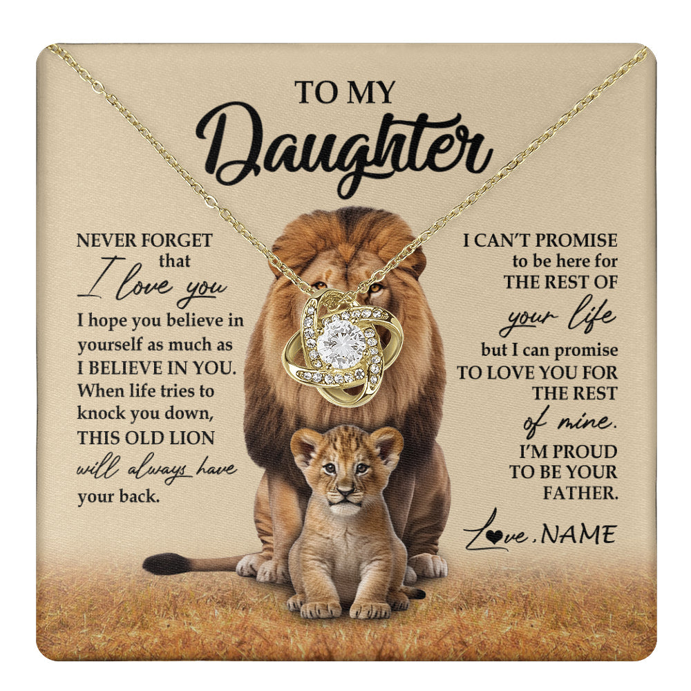 Personalized To My Daughter Necklace From Dad Father Lion Never Forget That I Love You Daughter Jewelry Birthday Graduation Christmas Customized Message Card