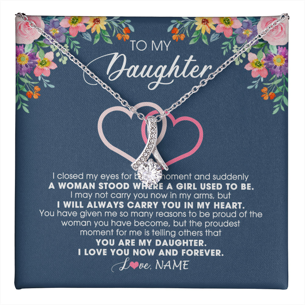 Personalized To My Daughter Necklace From Dad Father Mom I Love You Now And Forever Jewelry For Daughter Birthday Graduation Christmas Customized Message Card