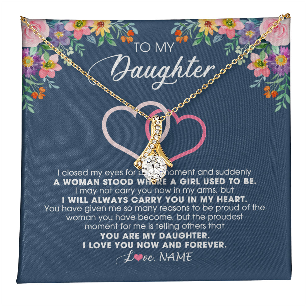Personalized To My Daughter Necklace From Dad Father Mom I Love You Now And Forever Jewelry For Daughter Birthday Graduation Christmas Customized Message Card
