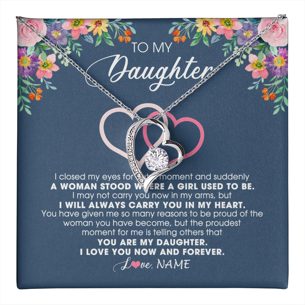 Personalized To My Daughter Necklace From Dad Father Mom I Love You Now And Forever Jewelry For Daughter Birthday Graduation Christmas Customized Message Card