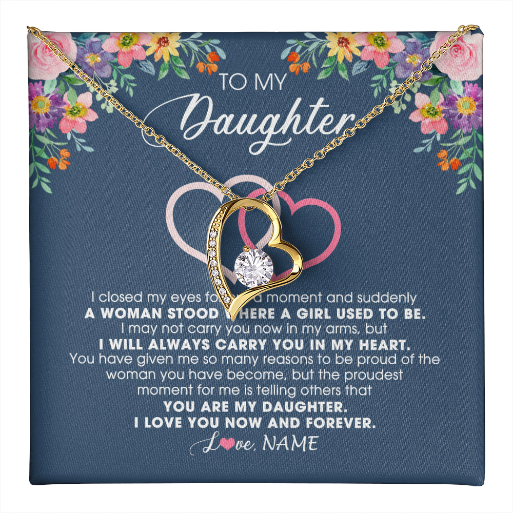 Personalized To My Daughter Necklace From Dad Father Mom I Love You Now And Forever Jewelry For Daughter Birthday Graduation Christmas Customized Message Card