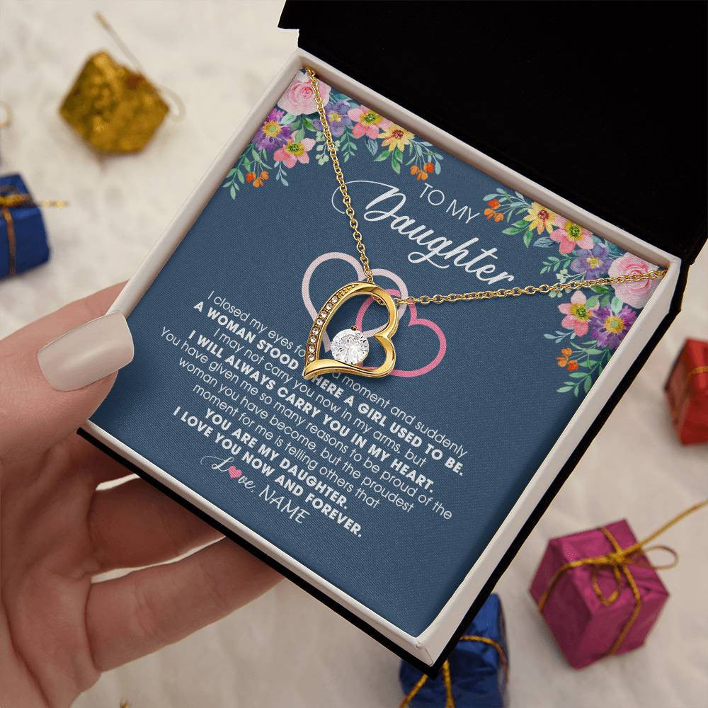 Personalized To My Daughter Necklace From Dad Father Mom I Love You Now And Forever Jewelry For Daughter Birthday Graduation Christmas Customized Message Card