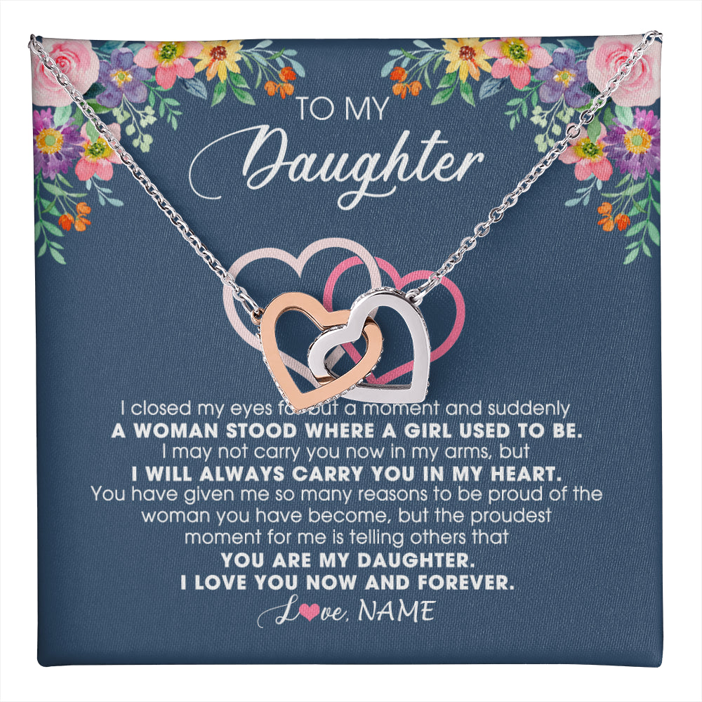 Personalized To My Daughter Necklace From Dad Father Mom I Love You Now And Forever Jewelry For Daughter Birthday Graduation Christmas Customized Message Card