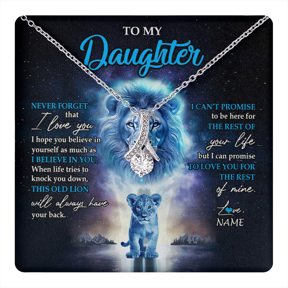 Personalized To My Daughter Necklace From Dad Father Never Forget I Love You Lion Daughter Jewelry Birthday Graduation Christmas Customized Message Card