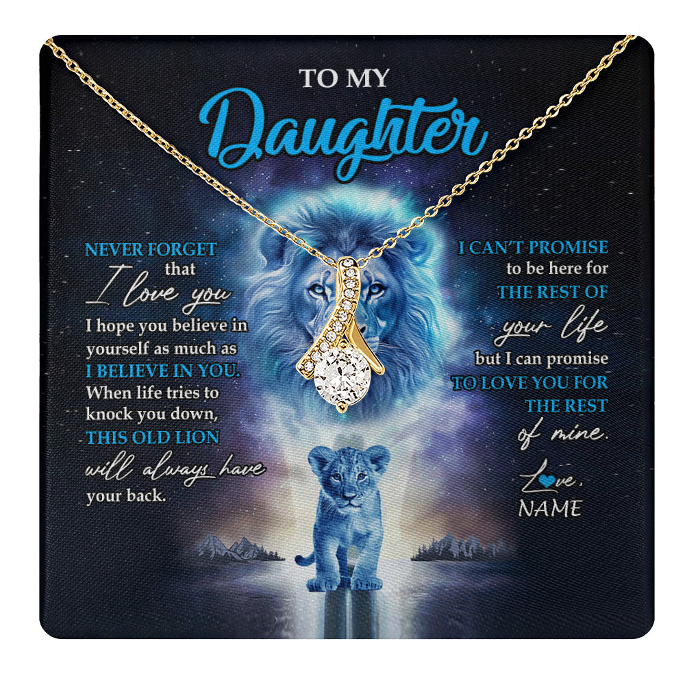 Personalized To My Daughter Necklace From Dad Father Never Forget I Love You Lion Daughter Jewelry Birthday Graduation Christmas Customized Message Card
