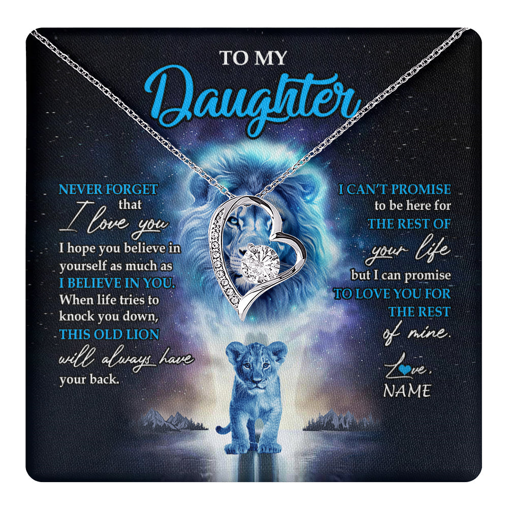 Personalized To My Daughter Necklace From Dad Father Never Forget I Love You Lion Daughter Jewelry Birthday Graduation Christmas Customized Message Card