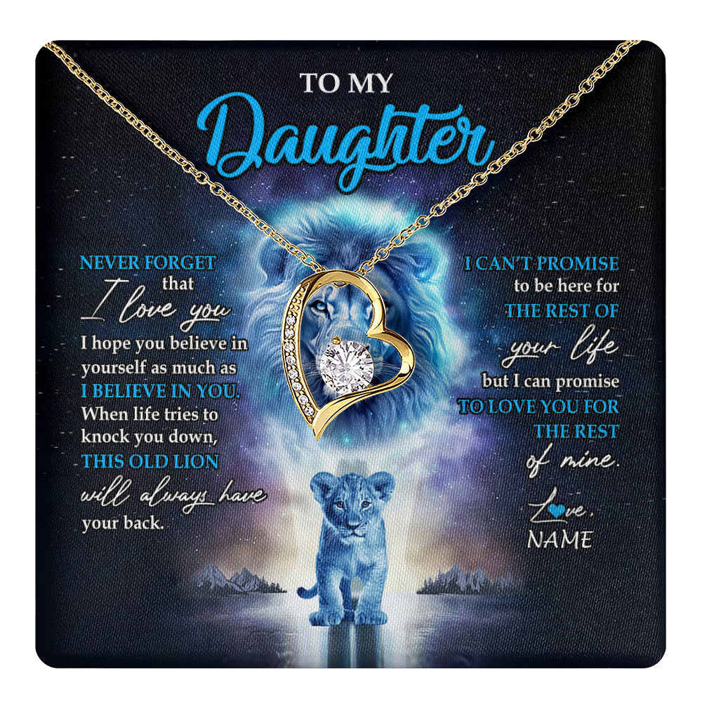 Personalized To My Daughter Necklace From Dad Father Never Forget I Love You Lion Daughter Jewelry Birthday Graduation Christmas Customized Message Card