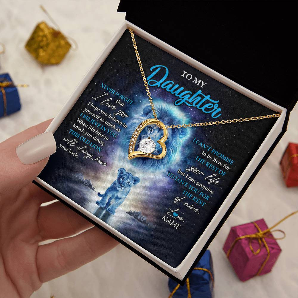 Personalized To My Daughter Necklace From Dad Father Never Forget I Love You Lion Daughter Jewelry Birthday Graduation Christmas Customized Message Card