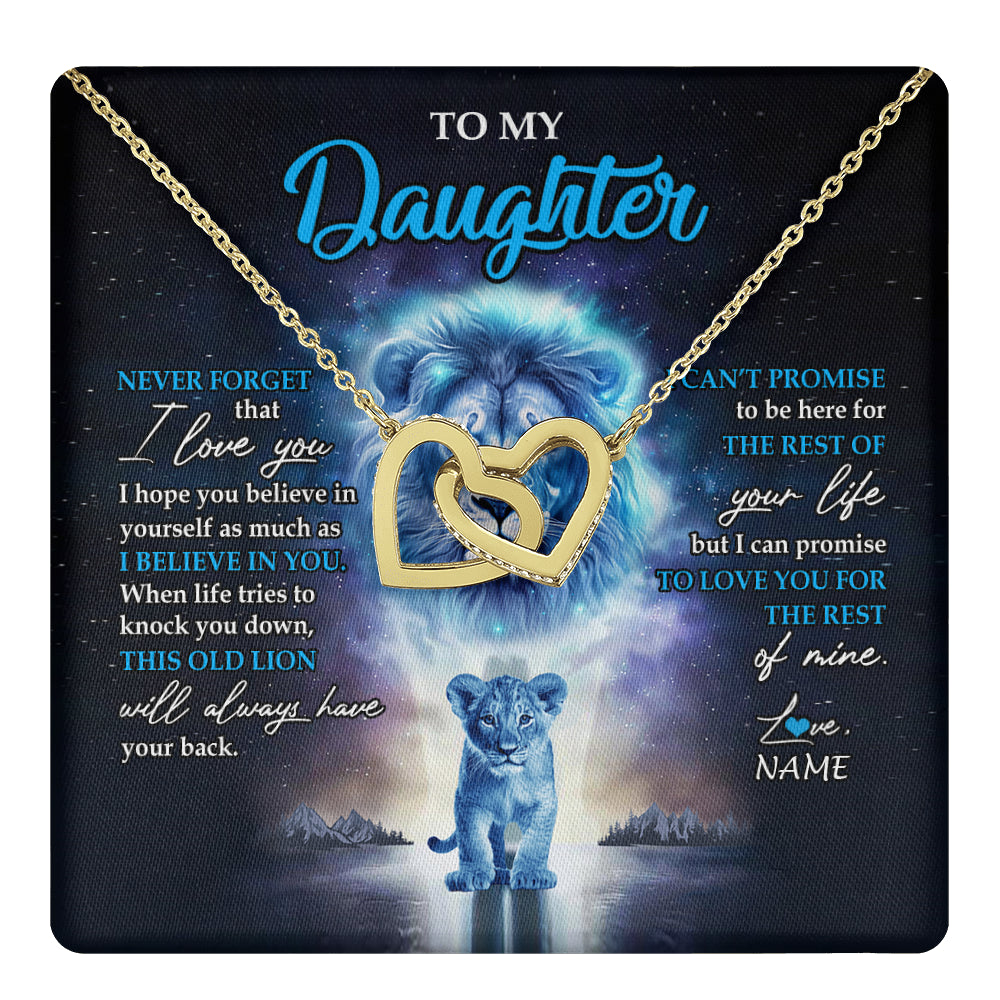Personalized To My Daughter Necklace From Dad Father Never Forget I Love You Lion Daughter Jewelry Birthday Graduation Christmas Customized Message Card