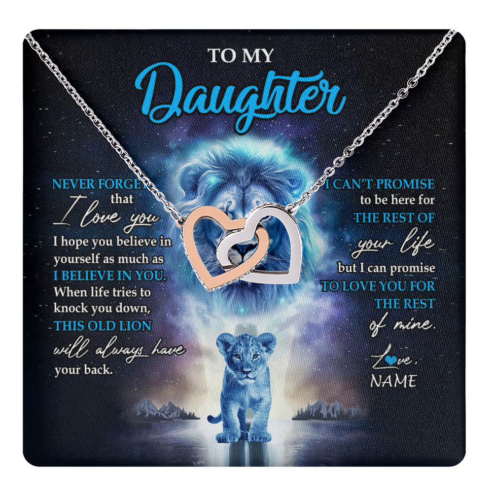 Personalized To My Daughter Necklace From Dad Father Never Forget I Love You Lion Daughter Jewelry Birthday Graduation Christmas Customized Message Card