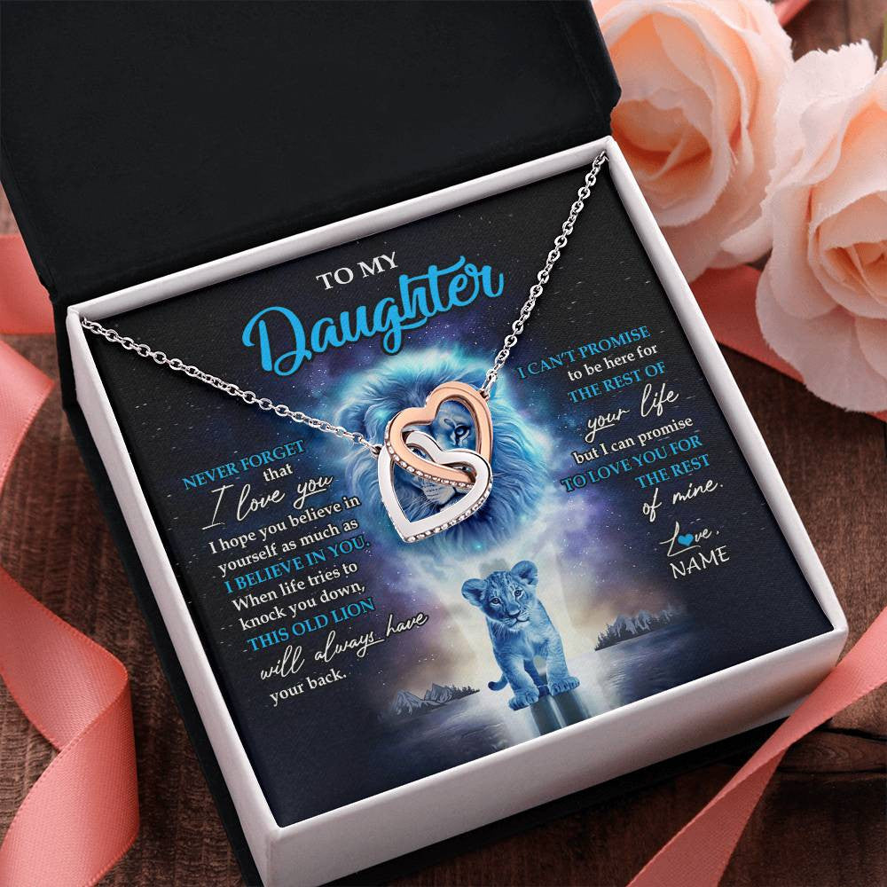 Personalized To My Daughter Necklace From Dad Father Never Forget I Love You Lion Daughter Jewelry Birthday Graduation Christmas Customized Message Card