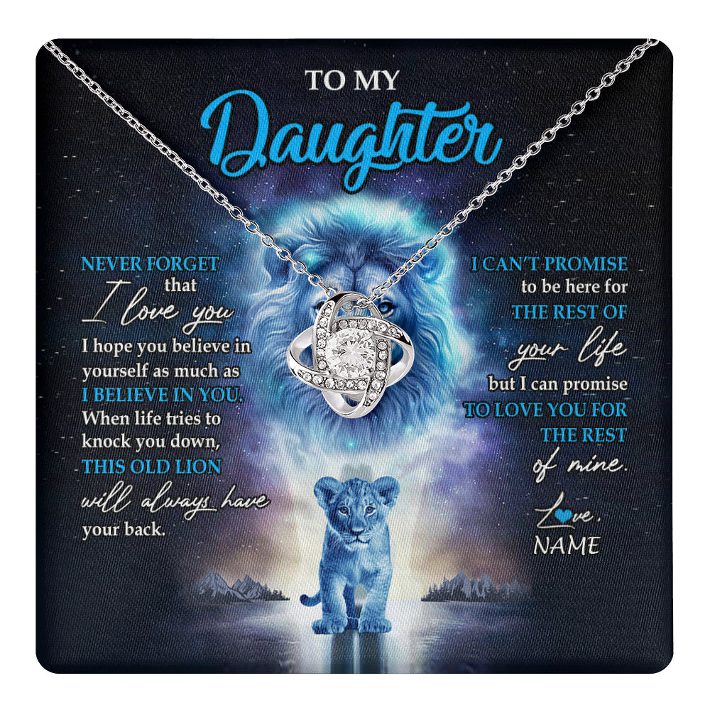 Personalized To My Daughter Necklace From Dad Father Never Forget I Love You Lion Daughter Jewelry Birthday Graduation Christmas Customized Message Card