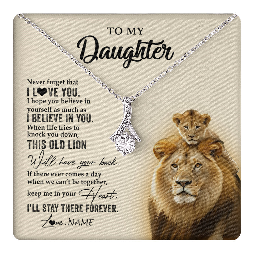Personalized To My Daughter Necklace From Dad Father This Old Lion Never Forget I Love You Daughter Jewelry Birthday Christmas Customized Gift Box Message Card