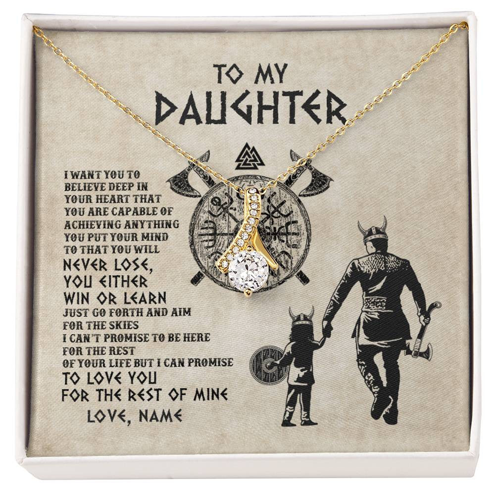 Personalized To My Daughter Necklace From Dad Father You Will Never Lose Viking Daughter Birthday Graduation Valentines Christmas Customized Message Card