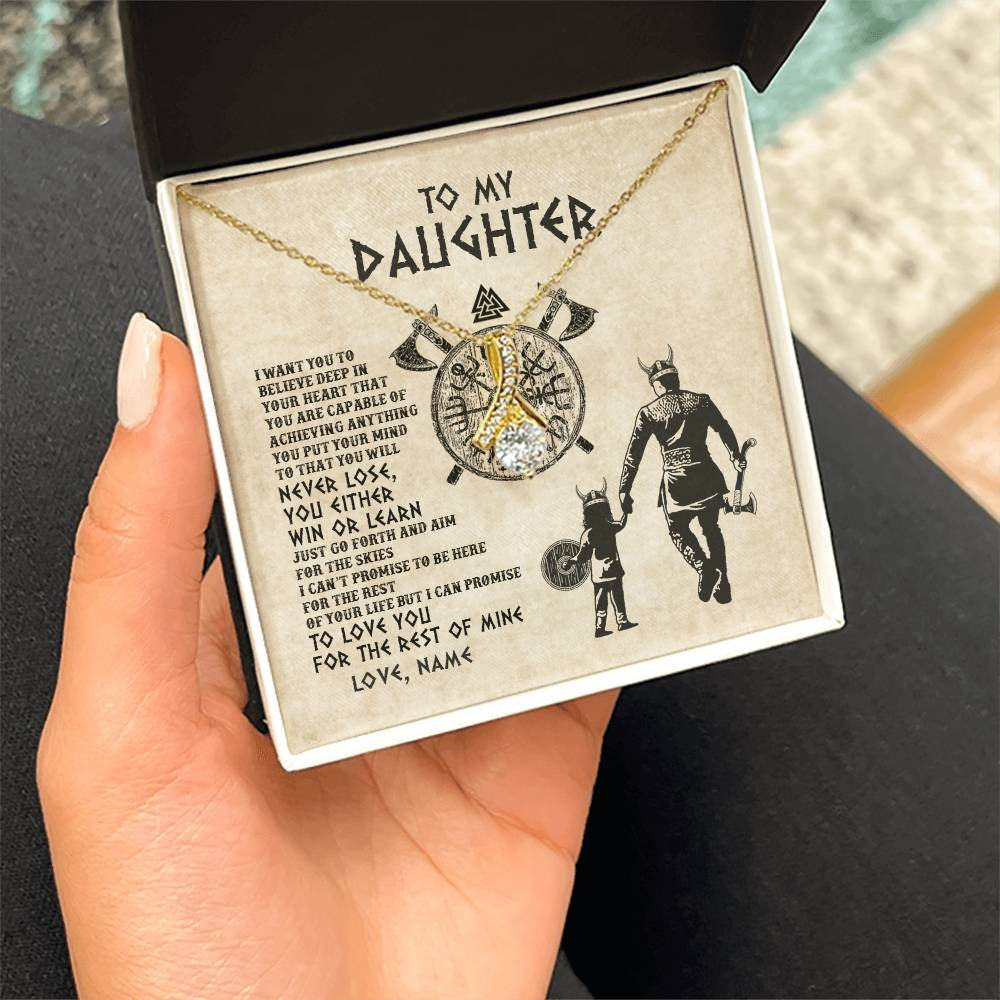 Personalized To My Daughter Necklace From Dad Father You Will Never Lose Viking Daughter Birthday Graduation Valentines Christmas Customized Message Card
