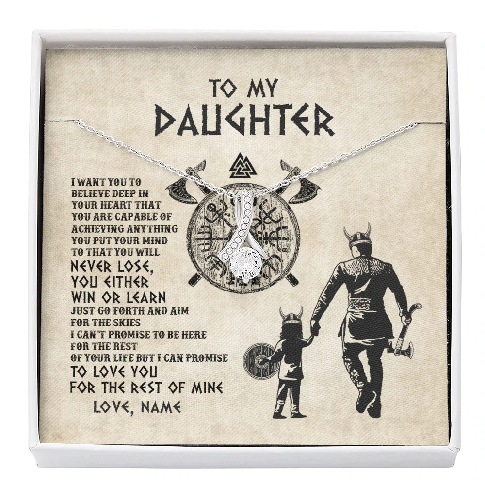 Personalized To My Daughter Necklace From Dad Father You Will Never Lose Viking Daughter Birthday Graduation Valentines Christmas Customized Message Card